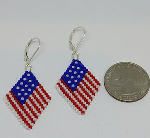 Patriotic bead woven earrings