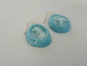 Bead embroidered Larimar