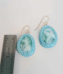 Bead embroidered Larimar