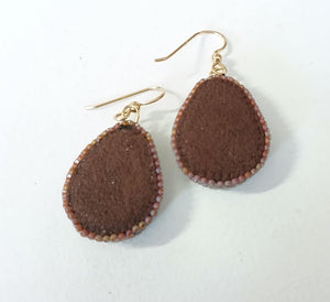 Bead embroidered Ammonite earrings